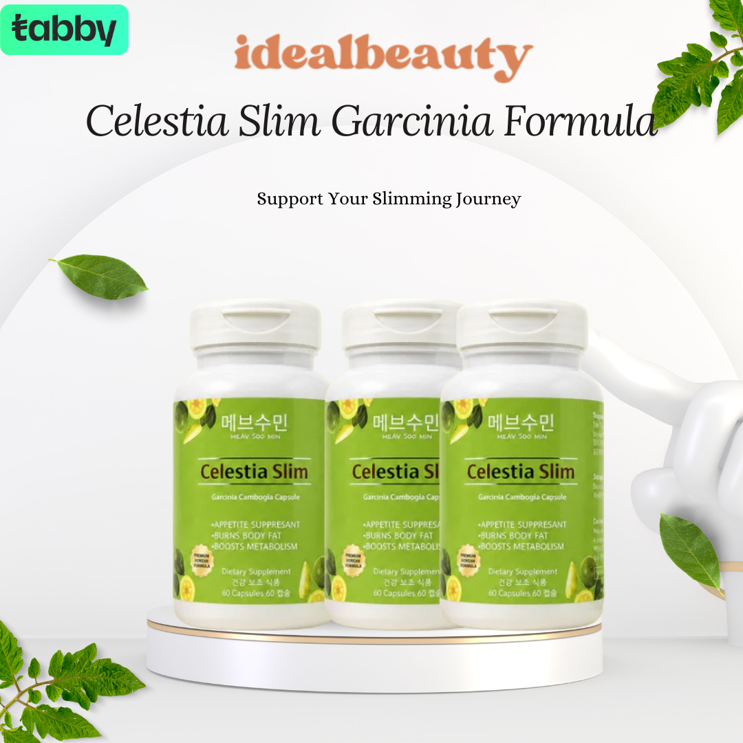 Celestia Slim Garcinia Cambogia capsules 3 bottle bundle for weight management and active lifestyle support