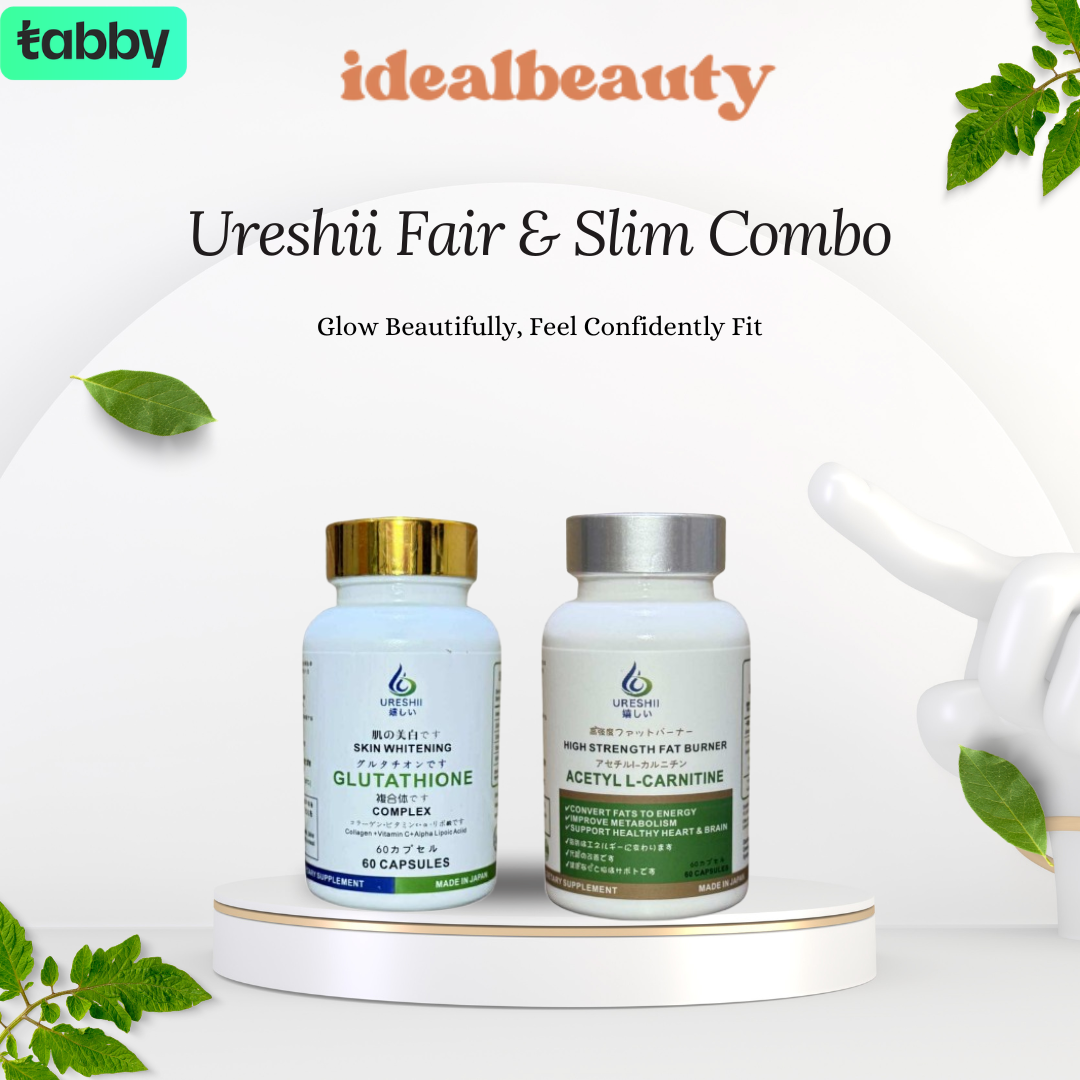 Ureshii Fair and Slim Combo with Glutathione Complex and Acetyl L Carnitine for beauty and wellness support
