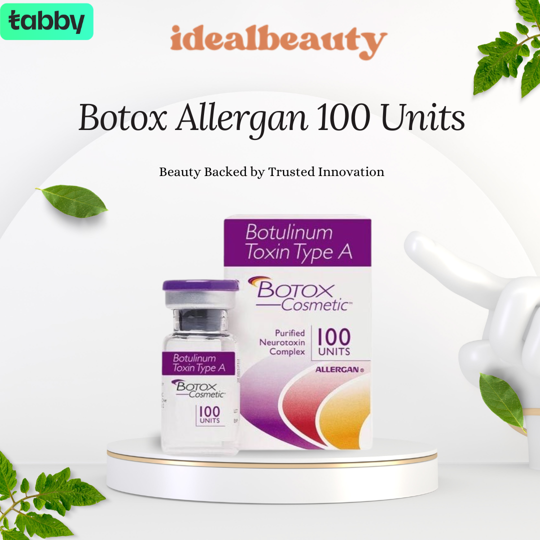 Botox Allergan 100 Units botulinum toxin product vial and packaging for aesthetic treatment applications