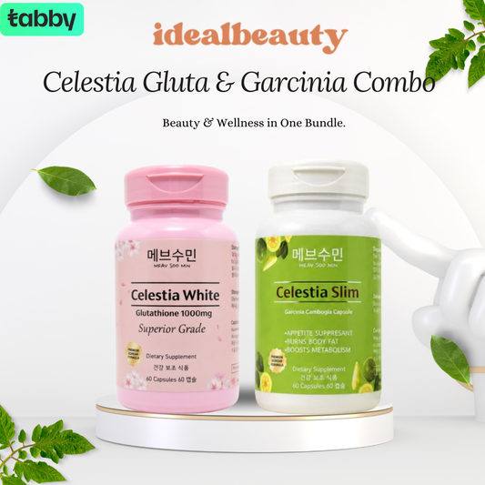 Celestia White Glutathione and Celestia Slim Garcinia Cambogia combo for beauty wellness and weight management support