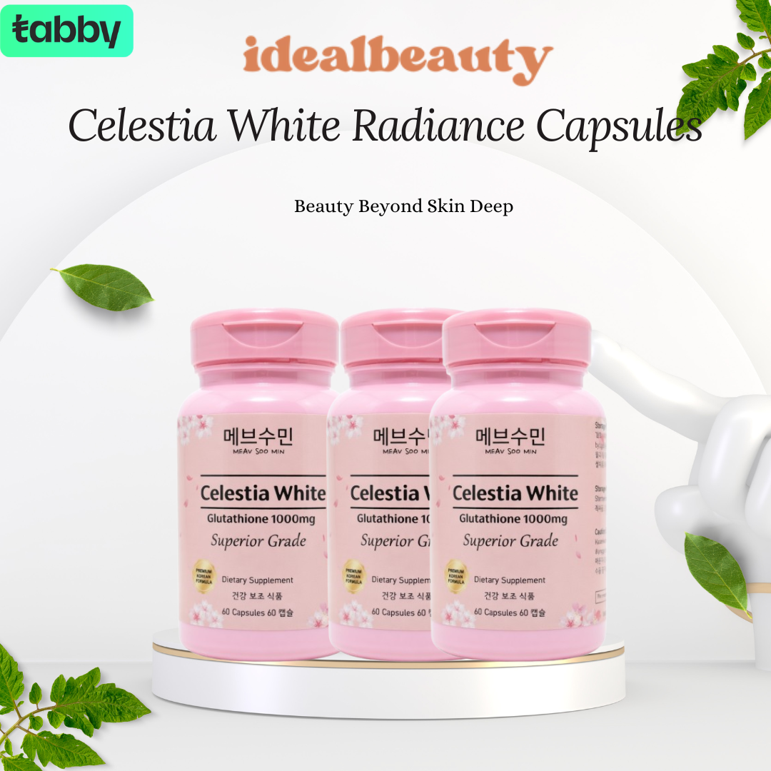 Celestia White Radiance Capsules 3 bottle bundle with glutathione 1000mg for beauty and skin wellness support