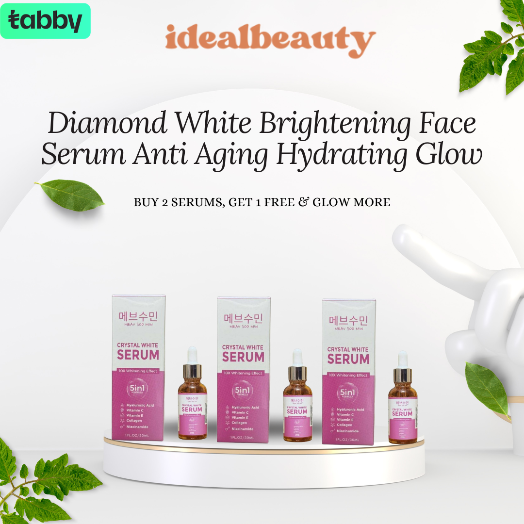 Diamond White Brightening Face Serum bundle with buy 2 get 1 free offer for hydration and glowing skin