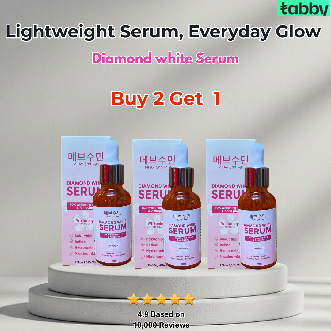 diamond white serum buy 2 get 1 offer with multiple bottles for brighter skin smooth texture hydration and everyday glow care