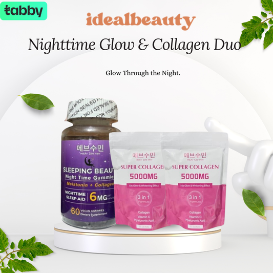 Nighttime Glow and Collagen Duo with melatonin gummies and collagen 5000mg for sleep and beauty support